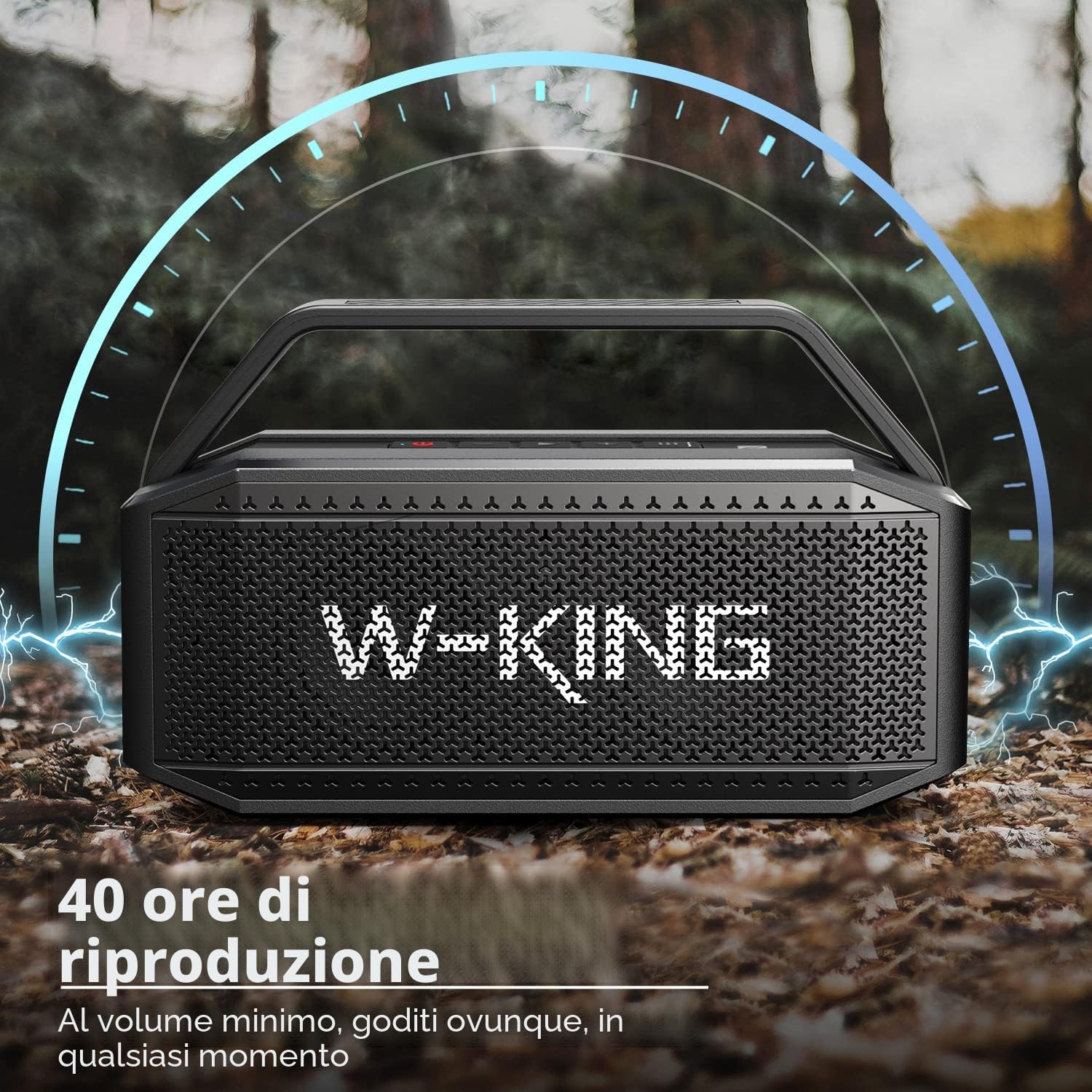 W-KING Altoparlante Casse Bluetooth Potente e portatili IPX6 da 100W PEAK | 60W Wireless Imperm. Cassa Robust. e Gallegg. Cantiere e all'aperto Portatile, 108dB Bassi Profondi, 40H, Compat. TF AUX, EQ