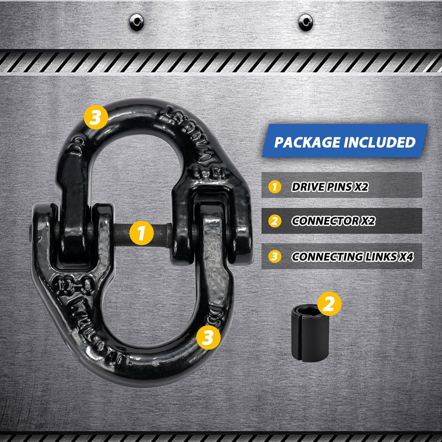 1/2 inch Tow Hitch Hammer Lock Safety Chain Adapter Connector Link Hammerlock Coupling Link, G80 Alloy Steel, 12000 Lbs Loading, Black, 2Pcs - Image 6