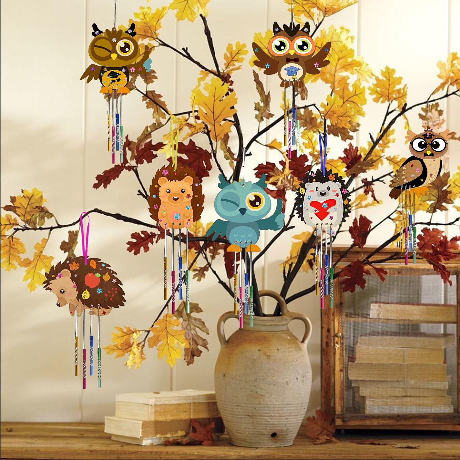 Powmag 8 Pezzi Autunno Fai Da Te Con Bambini – Kit Creativo Con Gufo, Volpe, Scoiattolo, Decorazioni EVA - 2
