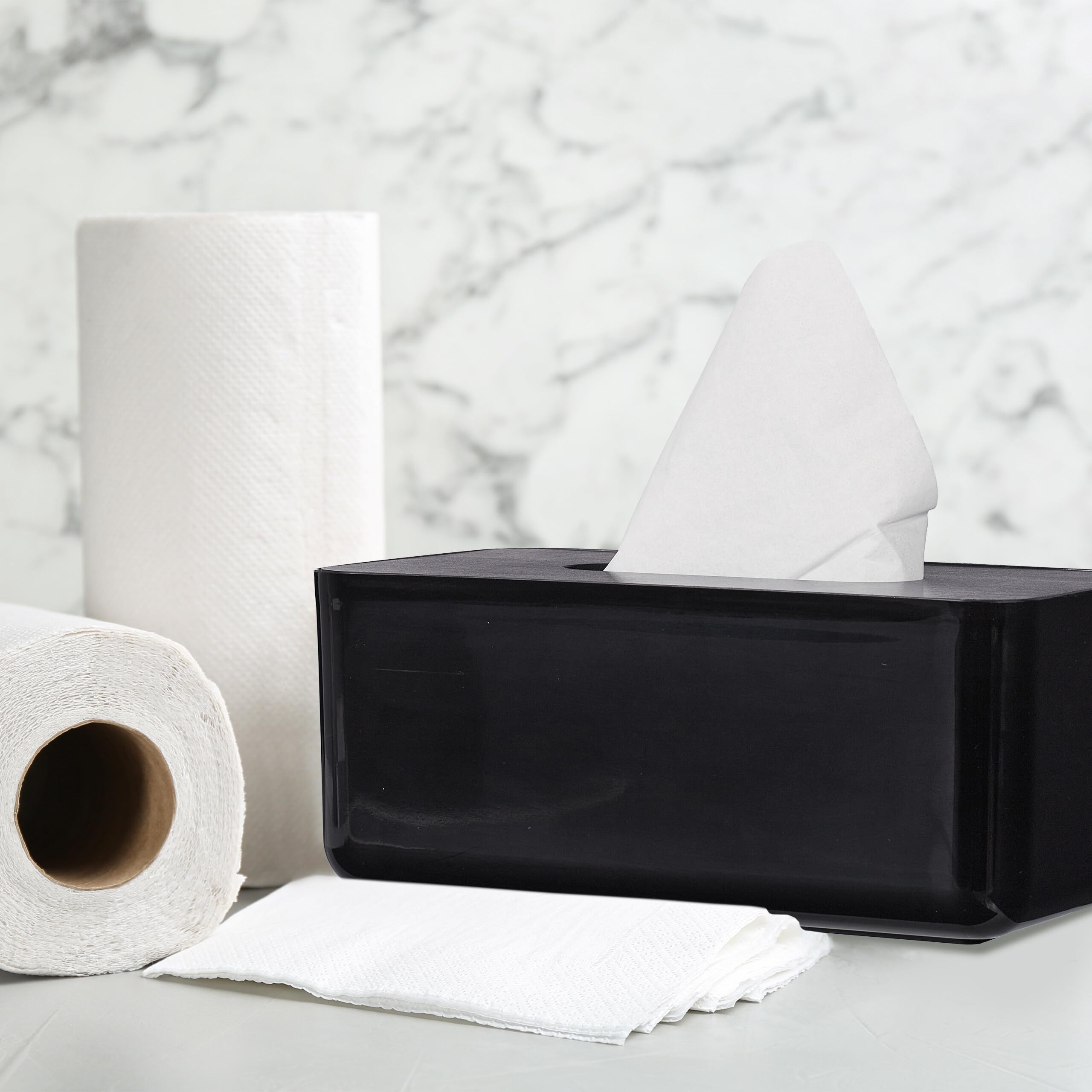 Relaxdays Contenitore per Fazzoletti con Coperchio in bambù, per Salviettine Igieniche, HLP 10x23x13 cm, Plastica, Nero
