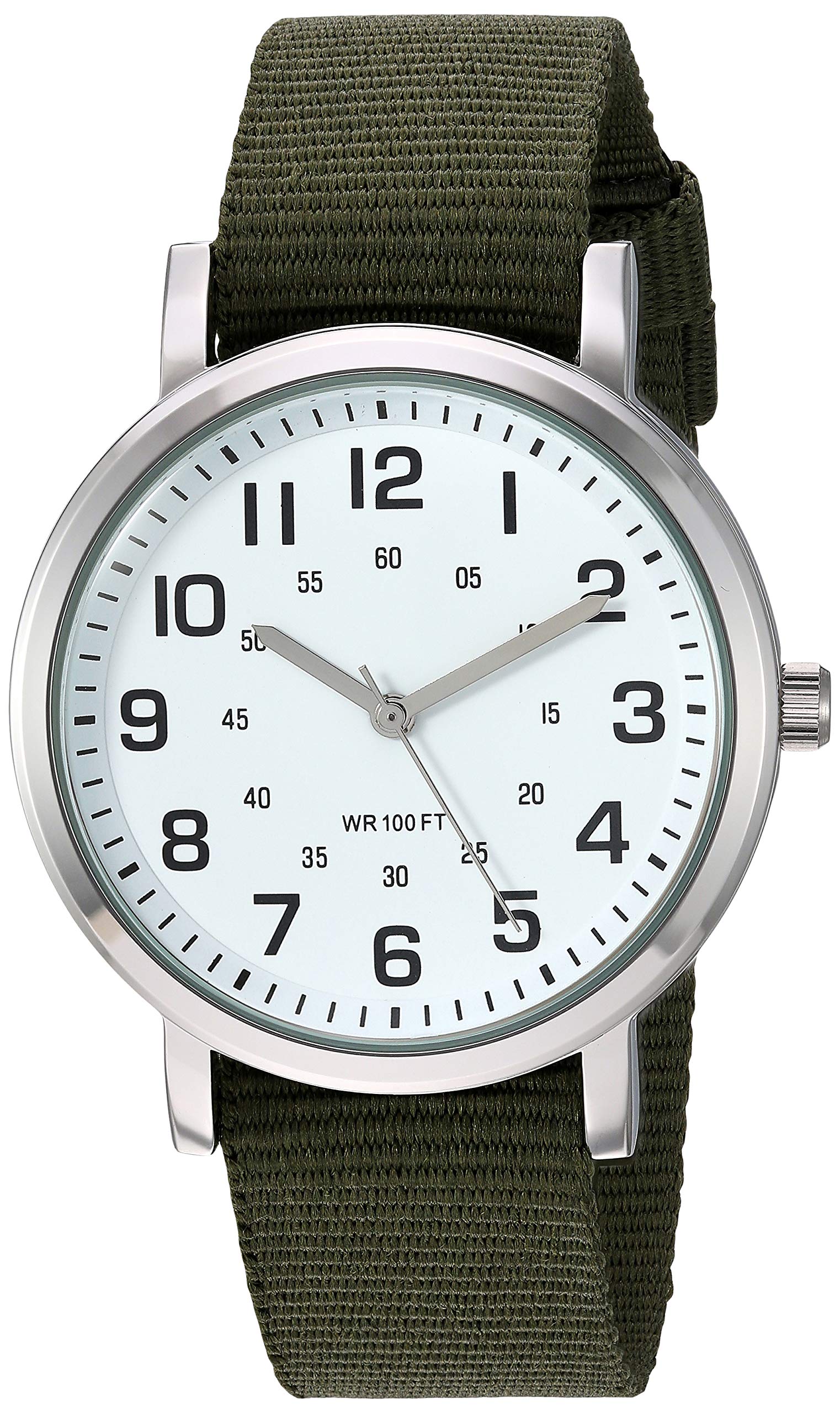 Amazon Essentials Unisex Easy to Read Silver Tone and Nylon Strap Watc | amzdealz