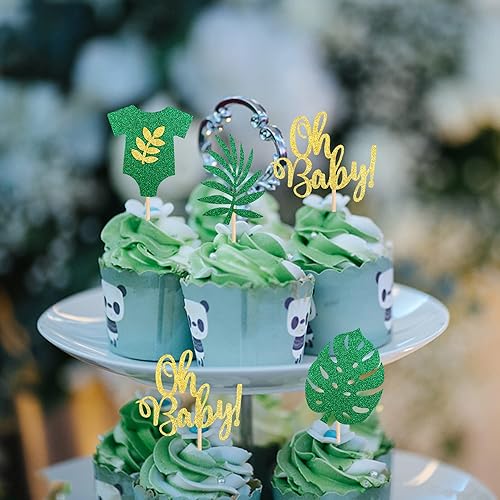 Miniatura 10 de Paquete de 30 decoraciones para cupcakes con purpurina para baby shower, para niños, para chupete, pies, revelación de género, para pasteles,