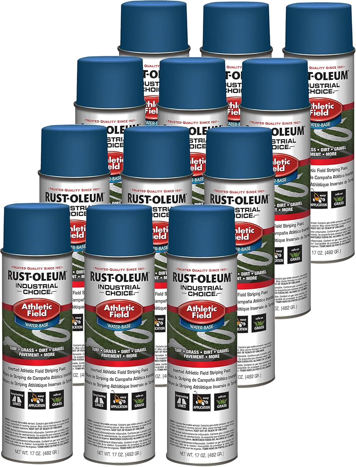 Rust-Oleum 318193-12PK Industrial Choice AF1600 System Athletic Field Inverted Striping Paint Royal Blue, 17 Ounce (Pack of 12)