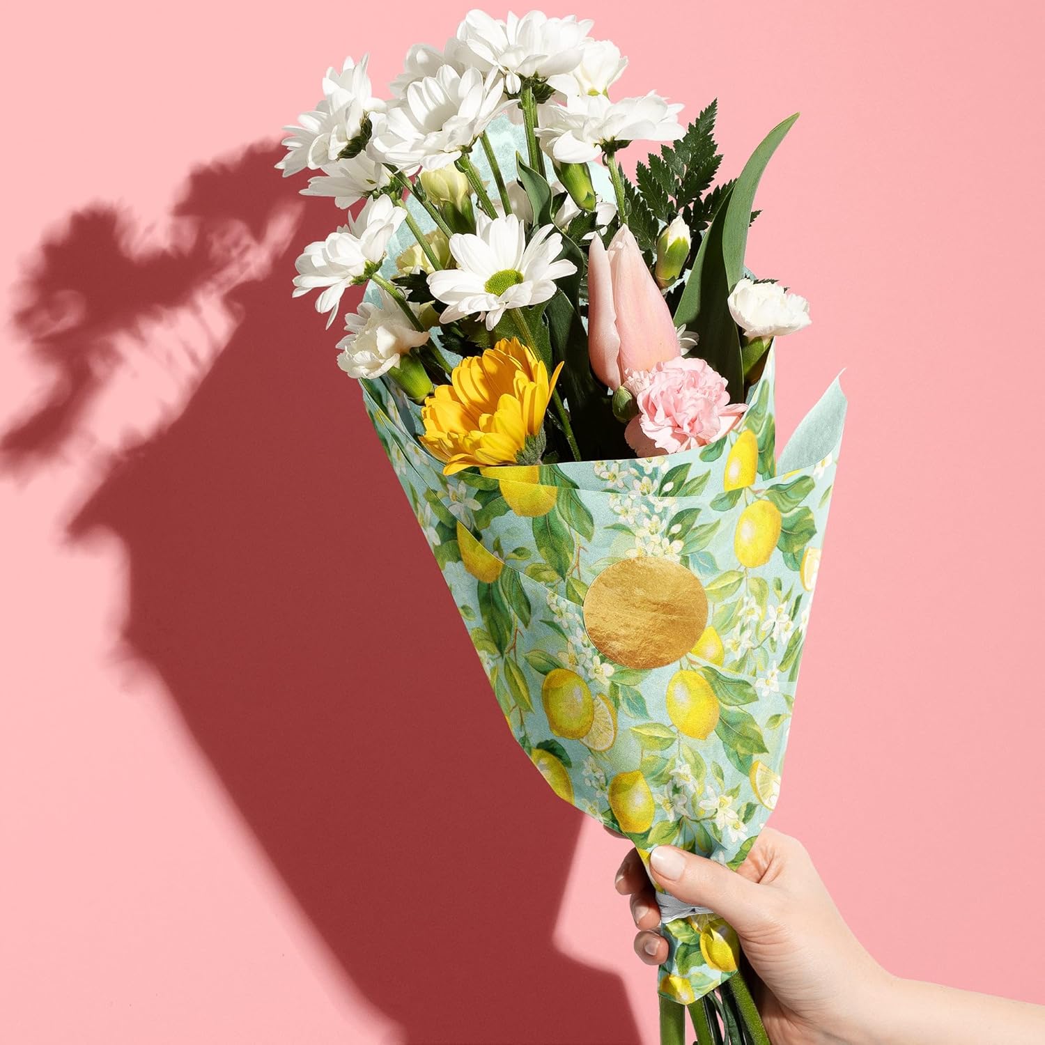 Jillson & Roberts Printed Unfolded Gift Tissue 20" x 30", Lemon Tree, 240 Sheets