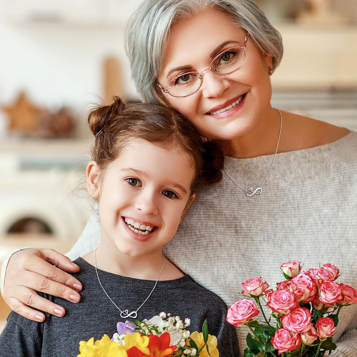 IEFLIFE Necklace Gifts for Women - 925 Sterling Silver Chain 14K White Gold Plated Infinity Heart Necklace for Mom Daughter, Birthday Gifts for Grandma Granddaughter Friends Jewelry - Image 2