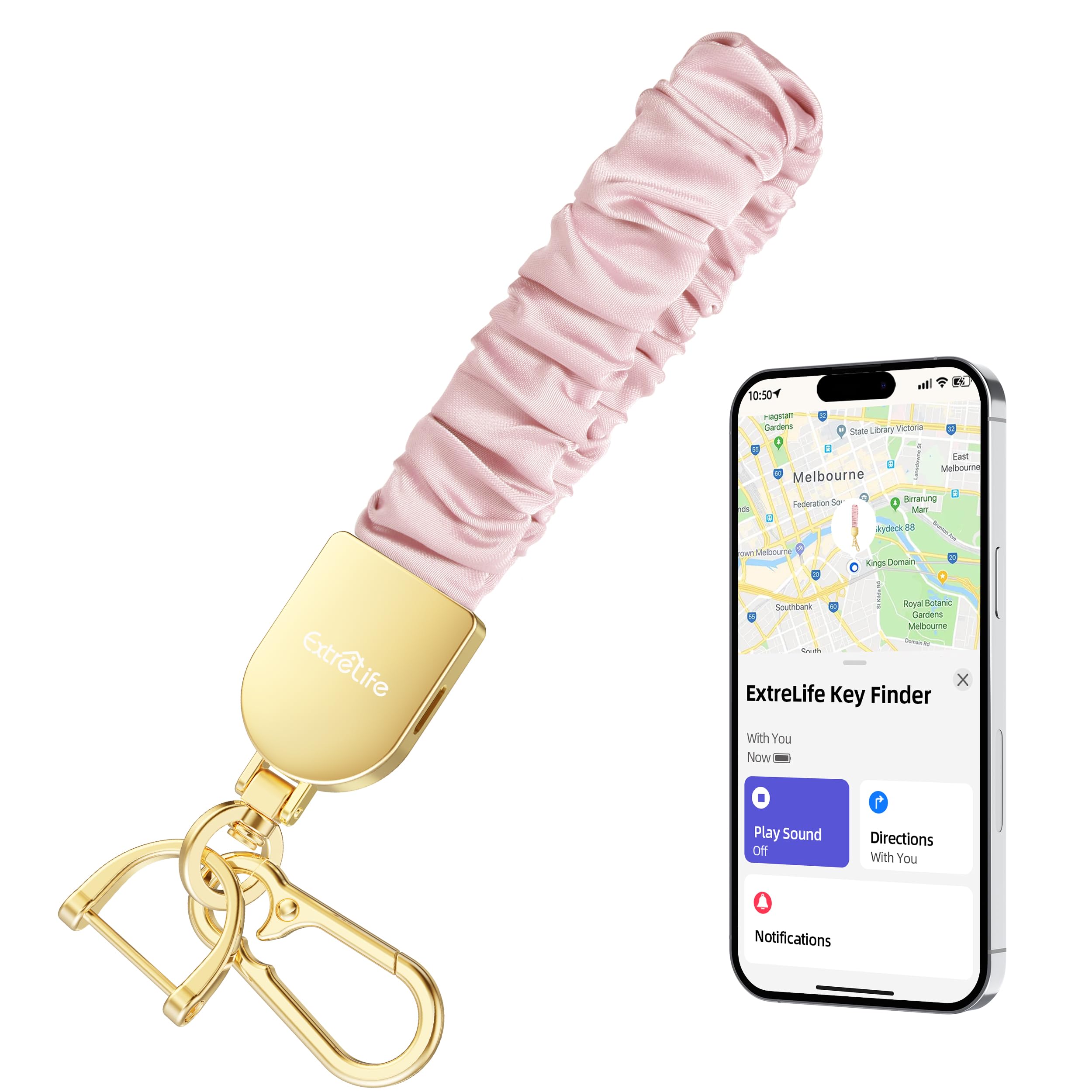 Portachiavi da polso, funziona con Apple Find My, elastico elastico per donne e uomini, portachiavi per auto con localizzatore GPS, ricerca chiavi intelligenti, ricaricabile, rosa sabbia