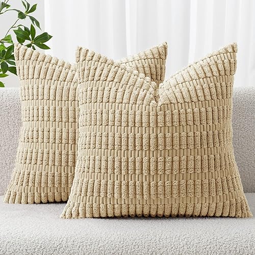 MIULEE Pack of 2 Corduroy Decorative Throw Pillow Covers 18x18
