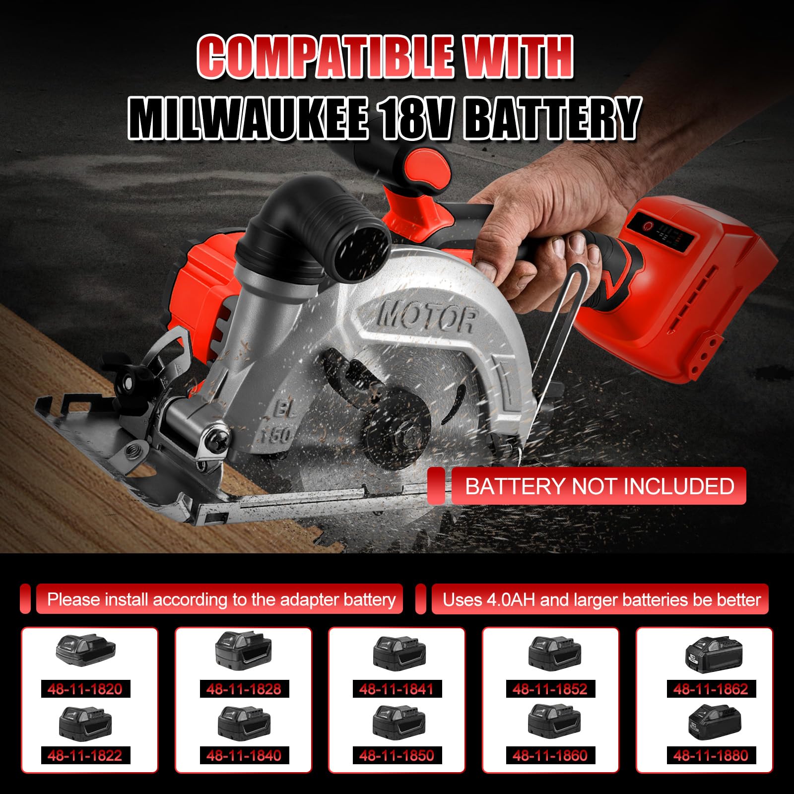Scie circulaire sans fil pour Milwaukee M18 18 V, 150 mm, mini scie circulaire manuelle sans balais