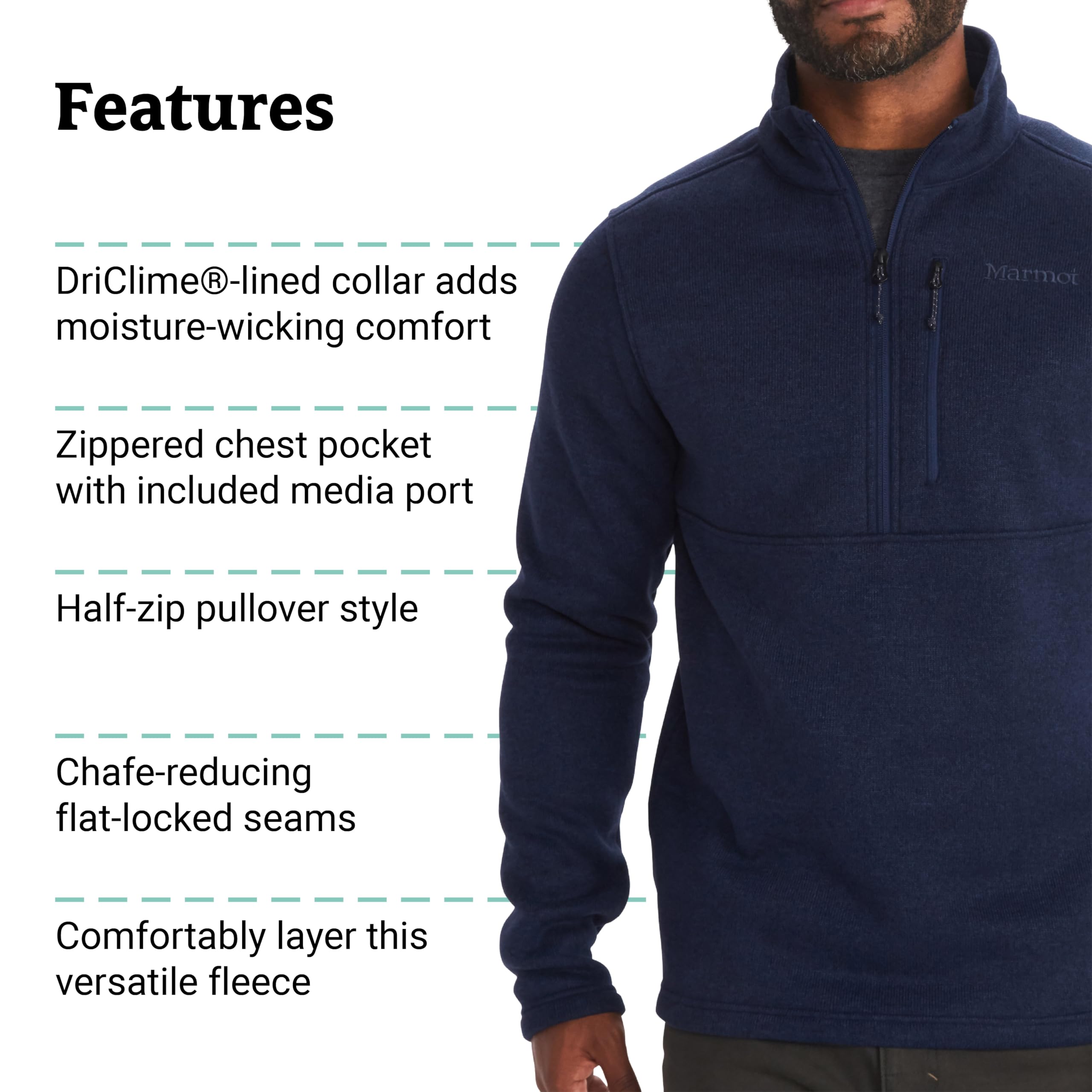 MARMOT Mens Drop Line 12 Zip Fleece Jacket product thumbnail 8