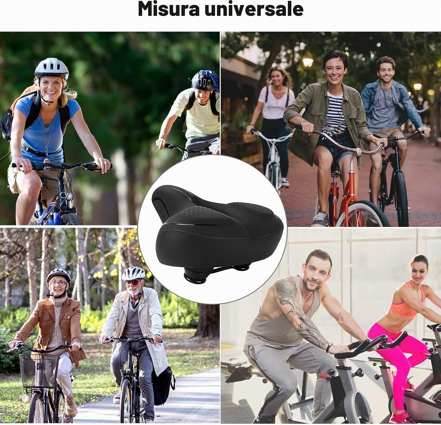 TONBUX Sella da bicicletta Sella da bicicletta ampia, traspirante confortevole morbida,Uomo Donna Sella Bici con Riflettenti per Bici da Strada, Mountain Bike, City Bike
