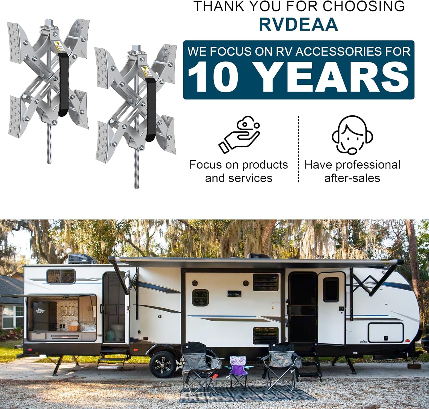 RV X Chocks Wheel Stabilizer for Travel Trailers, 2 Pack RV X-Shaped Wheel Chocks Open 2'' to 10'', Camper RV Tire Chock Stabilizers Locking Chock with Wrench for Travel Trailer Accessories