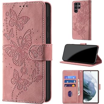 Mobile Phone Case for Samsung Galaxy S22 Ultra Case Foldable Premium PU Leather Flip Case RFID Protection Card Slot Stand Fun