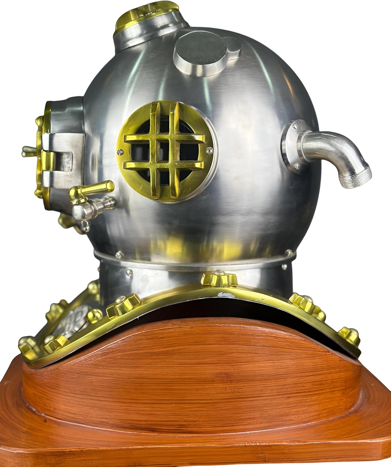 Vintage Nautical Helmet 18" Scuba Diving Antique Brass Deep-Sea Diving Helmet for Home & Office Decor (with Base)