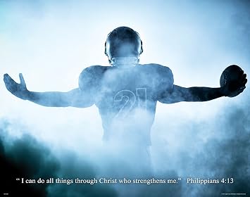 Religious Inspirtational Motivational Poster Art Print 11x14 Football Philippians 413 Wall Decor Pictures