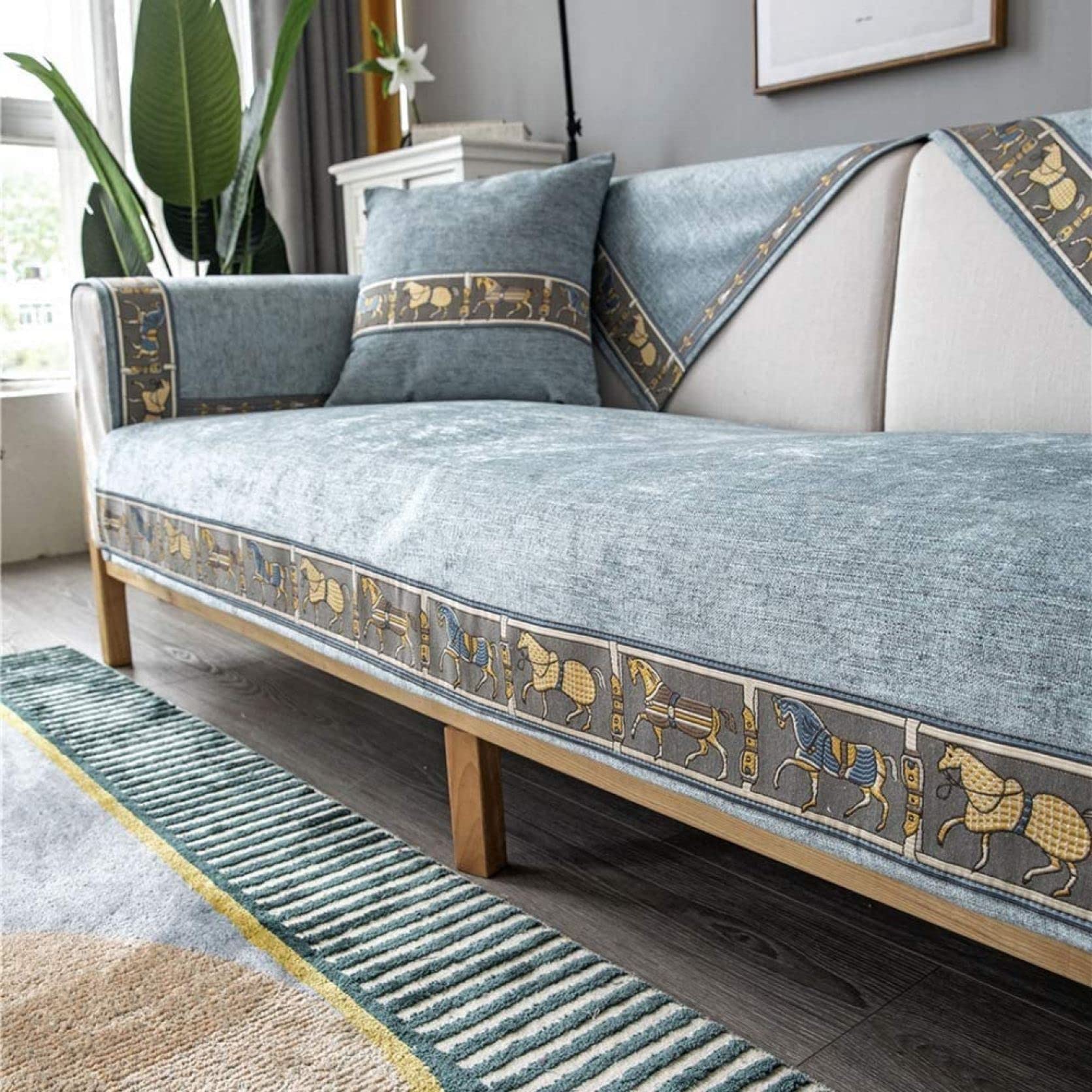 Amazon｜ソファーカバー マルチカバー 北欧風 馬柄 モダン 現代風