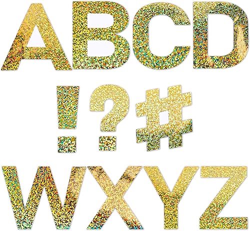 Whaline 232 calcomanías de letras del alfabeto con purpurina dorada, calcomanías de letras del alfabeto de 2.5 pulgadas, etiquetas autoadhesivas de