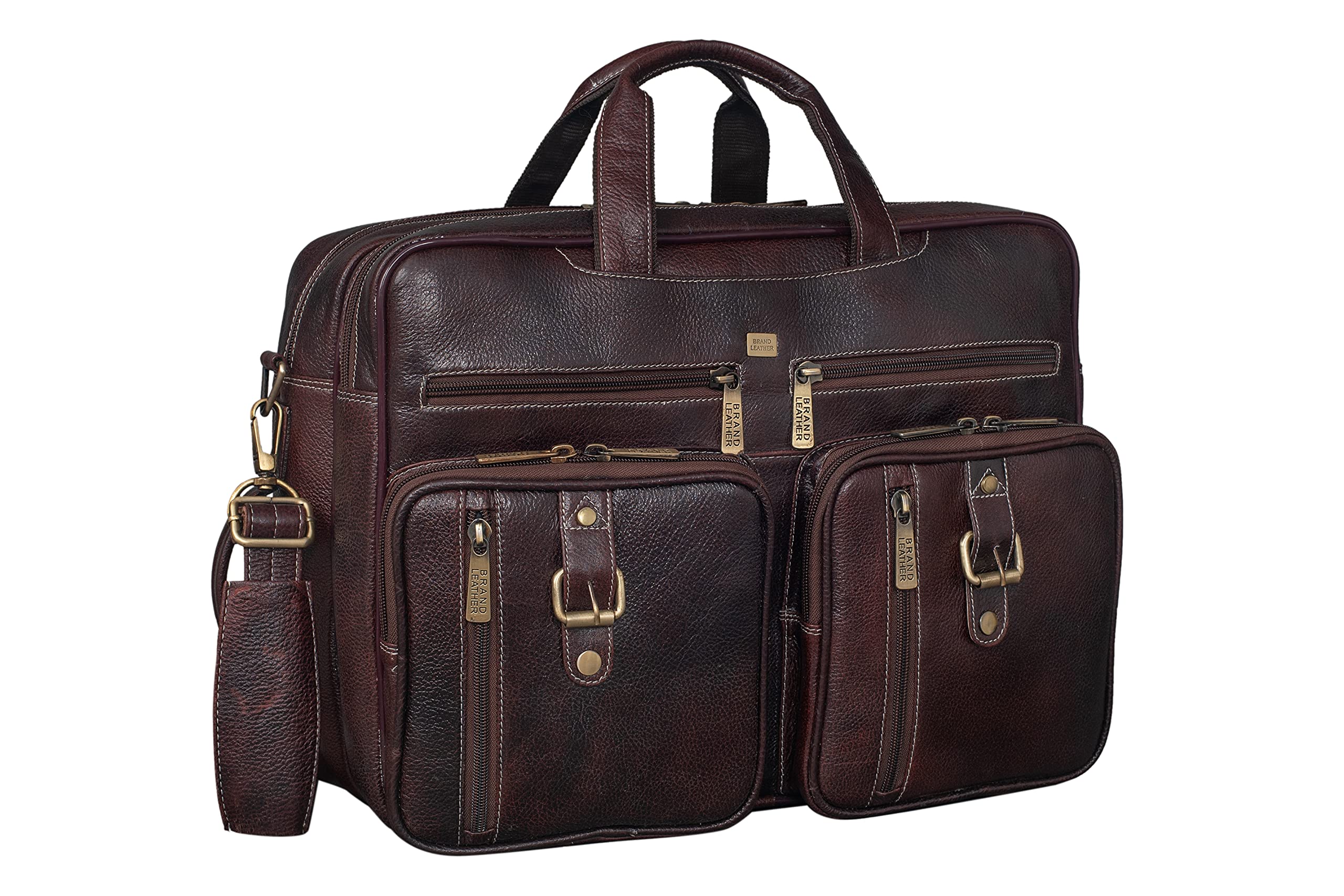 BRAND LEATHER Genuine Leather Convertible Backpack 16" Laptop Messenger Bag Multi-Functional Business Briefcase for Men (BROWN) (B093TJZ79H) Amazon Price History, Amazon Price Tracker