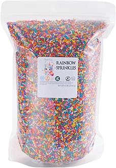 RAINBOW SPRINKLES 6lbs; Dairy Free, Gluten-free, Egg Free, Vegan, Nuts Free, Kosher, Sprinkle Medley Mix, For Baking, Decorating, Cookies, Cupcakes, Cakes, Topping, Jimmies, Sugar Shapes, Large Pouch, 6 LBS, CRUNCHY!