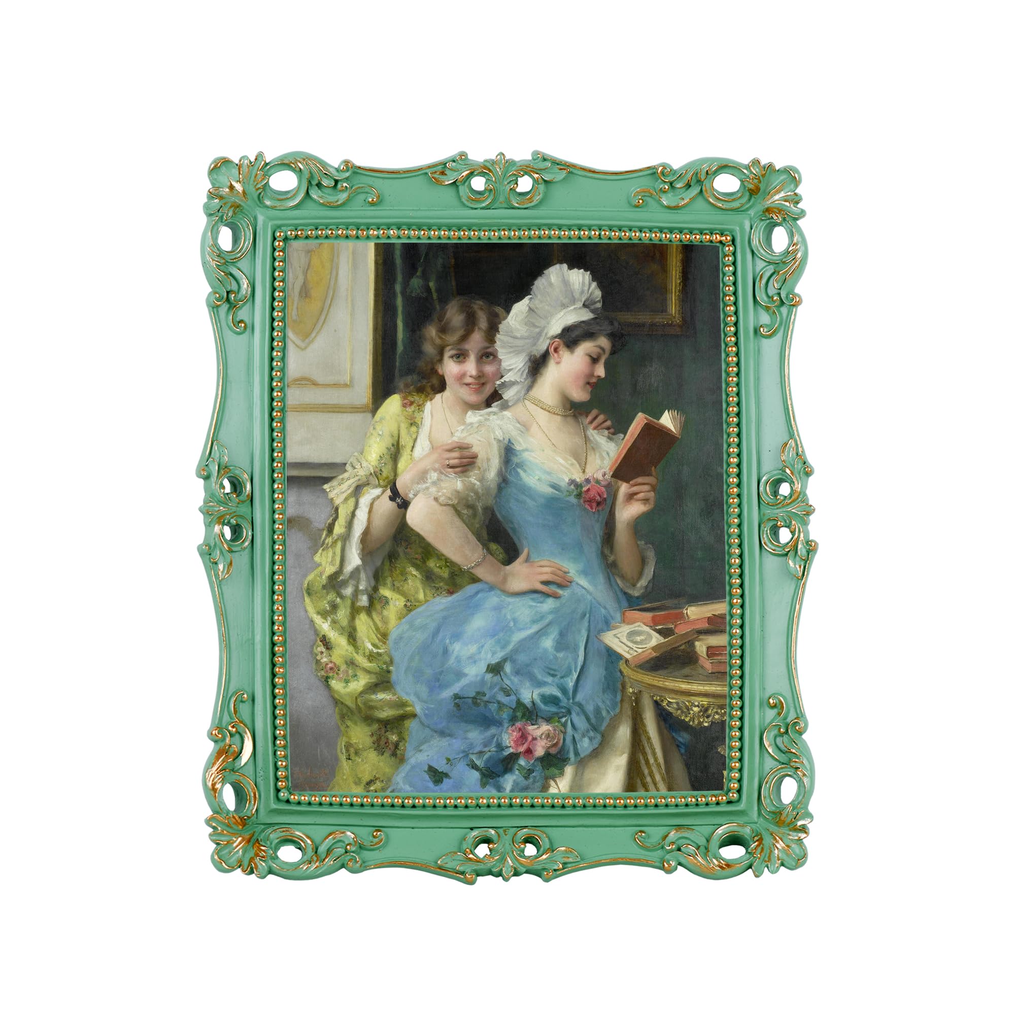 Funerom8x10 inch/ 25.4x20.3 cm Vintage Picture Frames with Glass Front, Ornate Frame, Antique Photo Frames for Tabletop or Wall Hanging Green