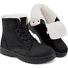 Snow Boots for Women Winter: Warm Fur Lined Ankle Booties Comfortable Lace Up Slip on Outdoor Walking Boot