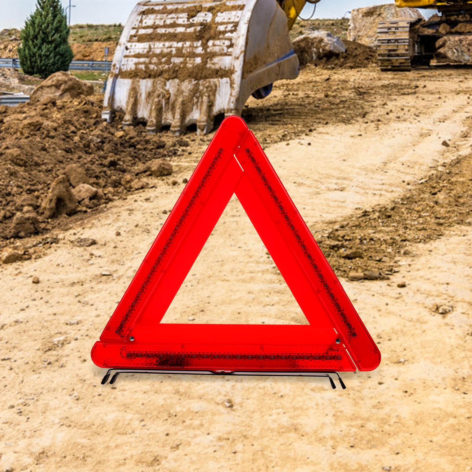 Hemobllo Triangolo di Pericolo LED Rosso Abs Pieghevole per Auto | Spazio Ridotto, Batterie 3 X Aa Non Incluse, Struttura Robusta e Formato Triangolare