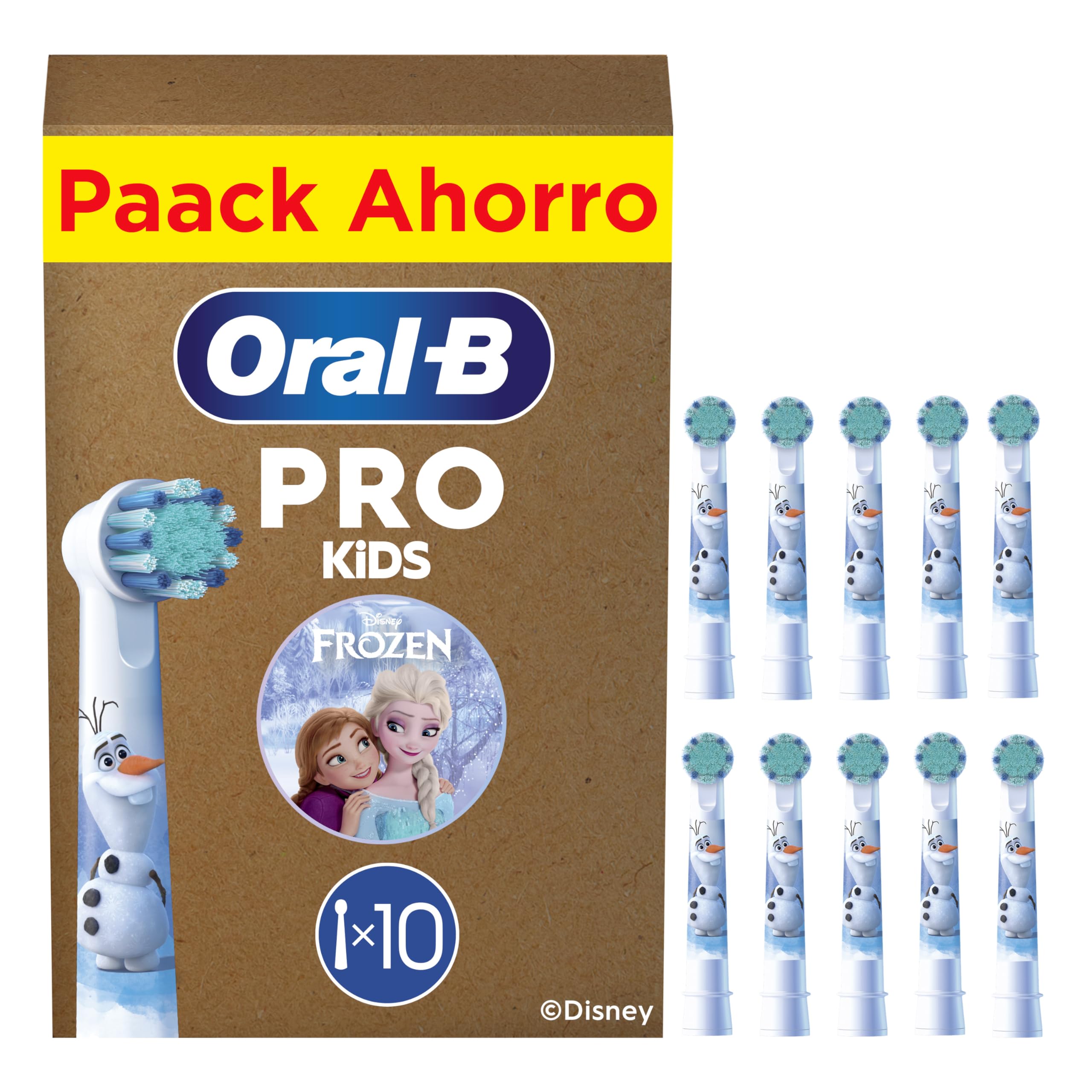 Oral-B Pro Kids Cabezales De Recambio ORIGINALES Con Personajes de Disney Frozen, Pack de 10 Cabezales para Cepillo de Dientes ElĆ©ctrico Oral B Para NiƱos +3 AƱos, Suave Con Las EncĆas