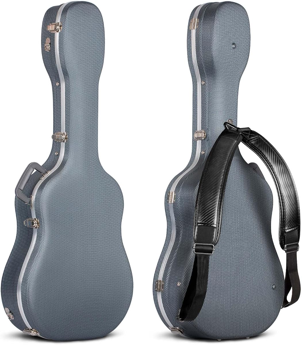 CAHAYA Acoustic Guitar Case ABS Waterproof Hard Case 41 Inch Gig Bag 0.6 Inch Thick Padding for Acoustic Classical Guitars, Navy CY0247