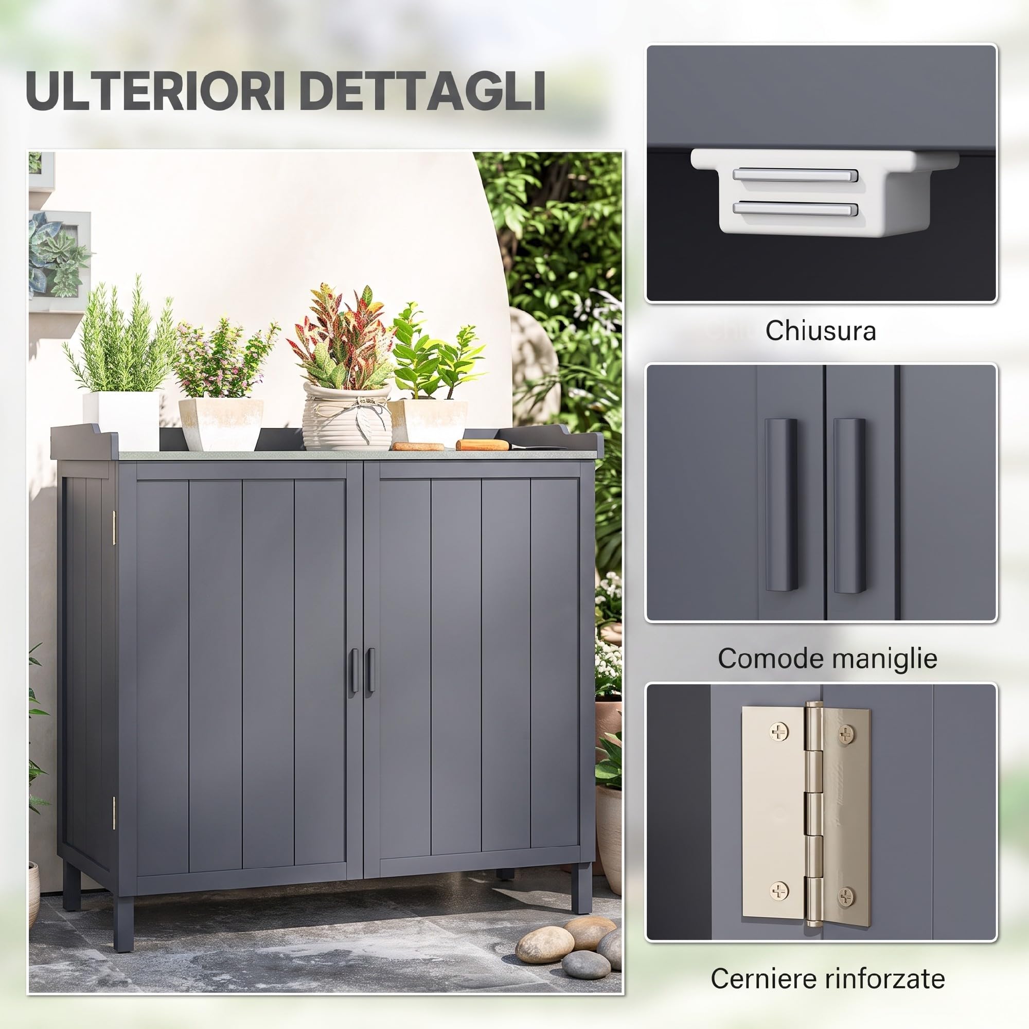 Outsunny Armadietto da Esterno in Legno di Abete 98x48x95.5 cm Grigio