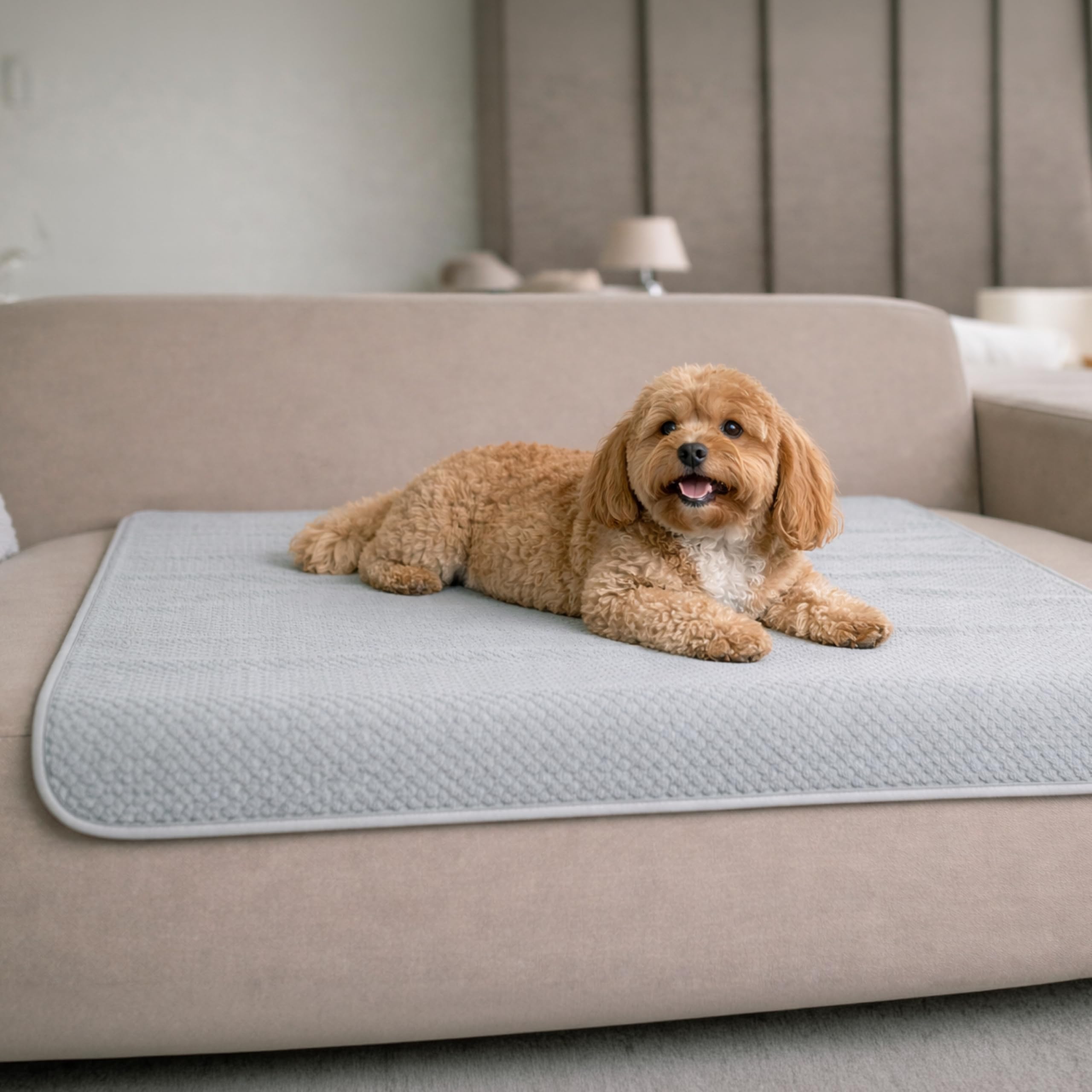 Dreamzie Hundedecke Wasserdicht Bett, Auto, Outdoor 80x100cm - Reversible und Maschinenwaschbar Hundedecke Sofa aus Sherpa Fleece - Hellgrau