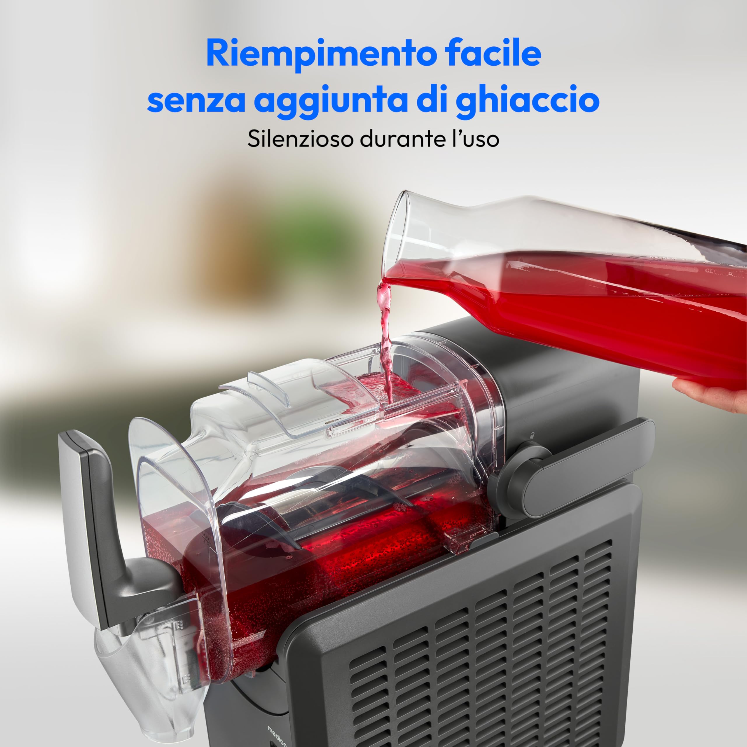 MEDION Macchina per granite (capacità 2,6 L, contenitore 1,9 L, slush maker per bevande, 5 modalità, tempo di preparazione 30–60 min, compressore), MD12090, argento
