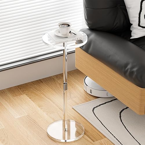Miniatura 2 de Mesa de bebida acrílica para espacios pequeños, mesa auxiliar transparente, 10 pulgadas de largo x 10 pulgadas de ancho x 21.3 pulgadas de alto,
