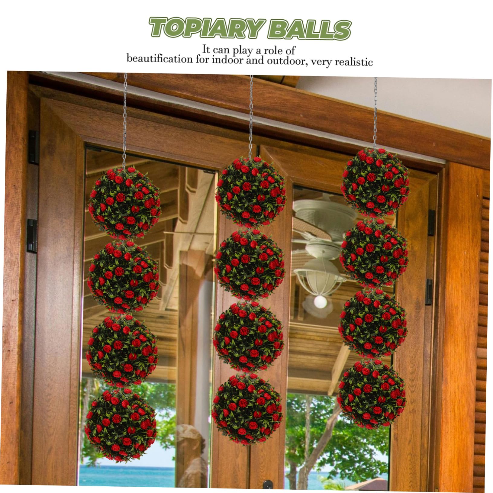 Cabilock 3piezas Bola De Topiario Artificial De Eucalipto Decoración Redonda De Flores De Césped para Bodas Eventos y Hogar