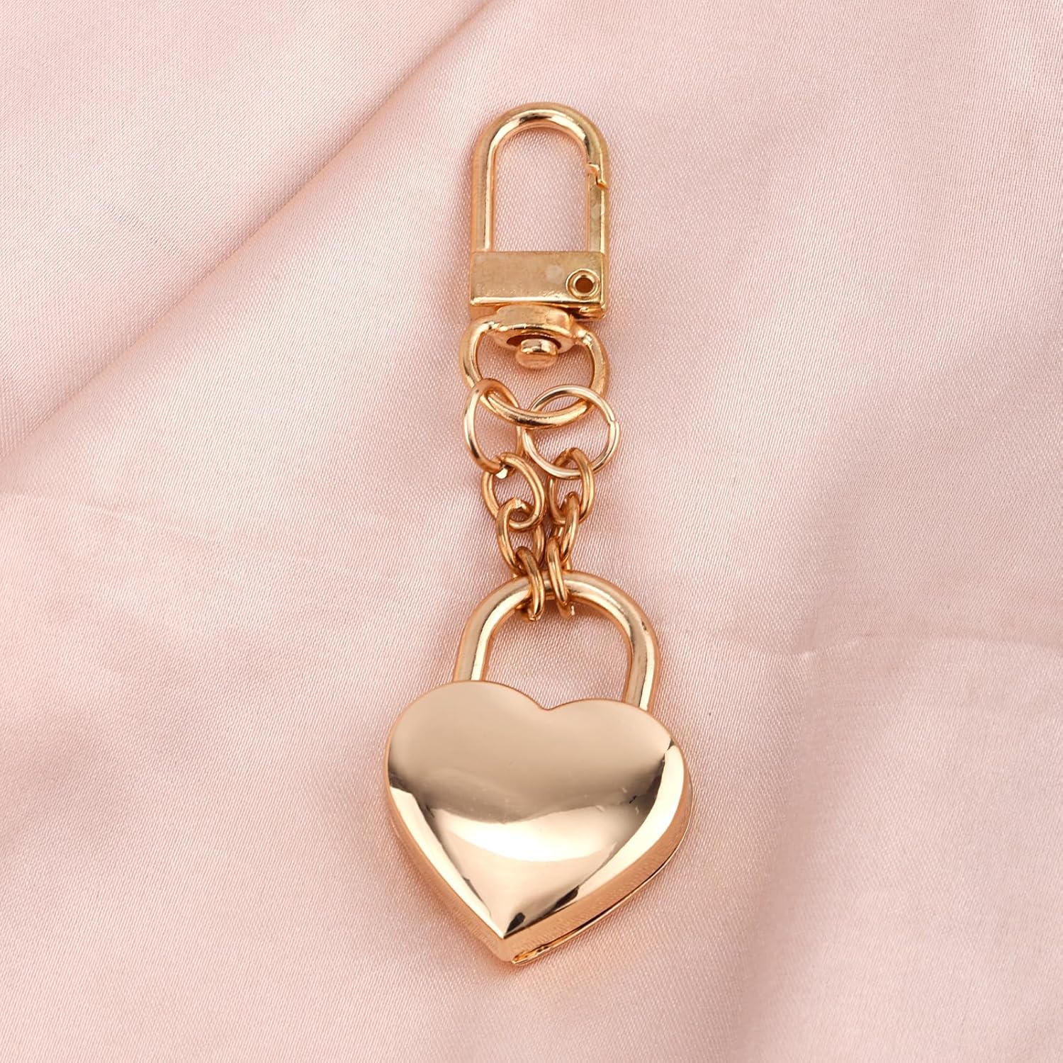 Gold Heart Padlock Bag Charms, Heart Shaped Key Chain Purse Charms Fashion Bag Accessories for Women Handbag Purse Chain - Image 3