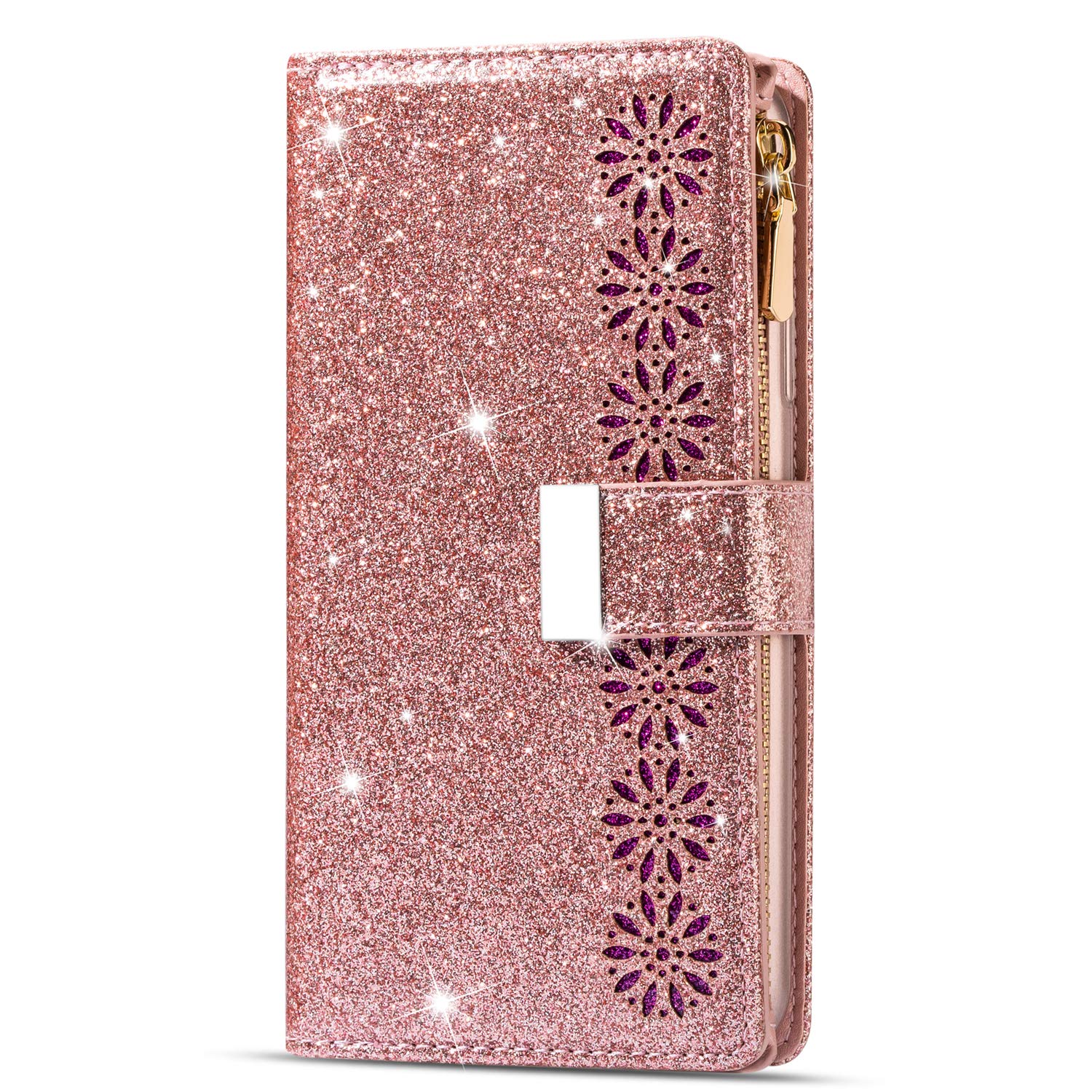 Betterfon Custodia A Portafoglio Per Xiaomi Redmi Note 10 Pro: Con Slot Carte, Chiusura Magnetica, Funzione Stand, TPU Interno, Colore Oro Rosa - 2