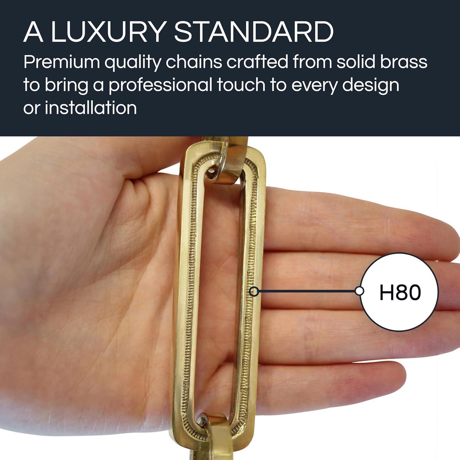 RCH Hardware CH-28-PB Decorative Polished Solid Brass Chain For Hanging, Lighting - Rectangular Hinge with Rounded Edges
