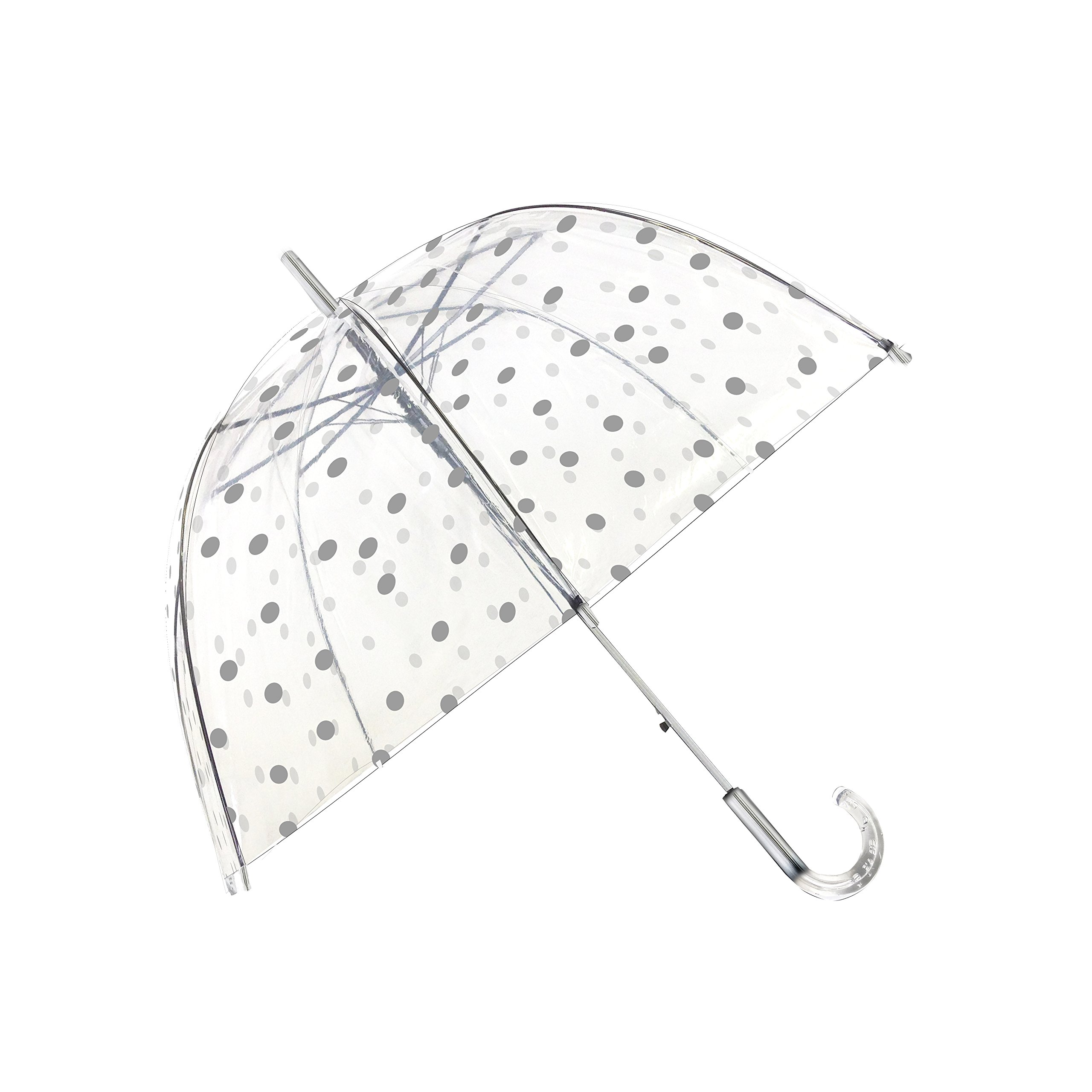 SMATI Paris - Polka Dots Silver Bubble Umbrella - Przezroczysty; Wiatrochron; Automatyczne otwieranie; Uchwyt w stylu kryształu; Francuski design; Parasol w kształcie kopuły.