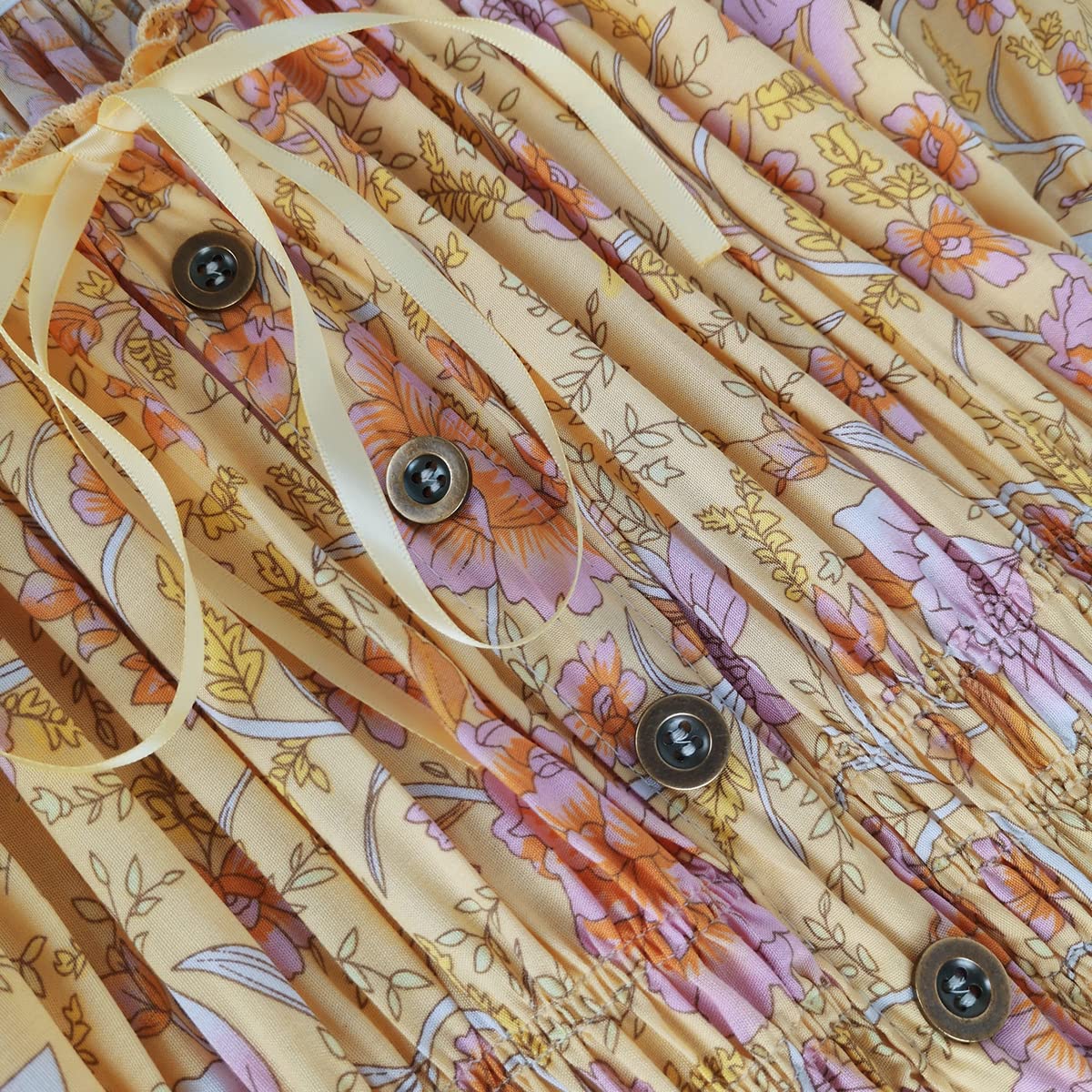 OSTOO Abito Lungo da Donna Estivo 2025 a Maniche Corte Boho con Stampa Floreale a più Livelli Casual fluente