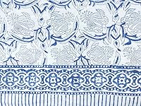 Vista 6 de ATOSII - Mantel 'Santorini' 100% algodón, mantel de lino estampado a mano para cocina, mesa de comedor, mesa, fiestas, boda, primaveraverano