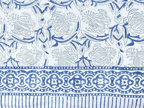 Miniatura 9 de ATOSII Meraki - Mantel redondo 100% algodón, estampado floral a mano, para cocina, comedor, lino, fiestas, bodas, exteriores, 72 pulgadas, redondo