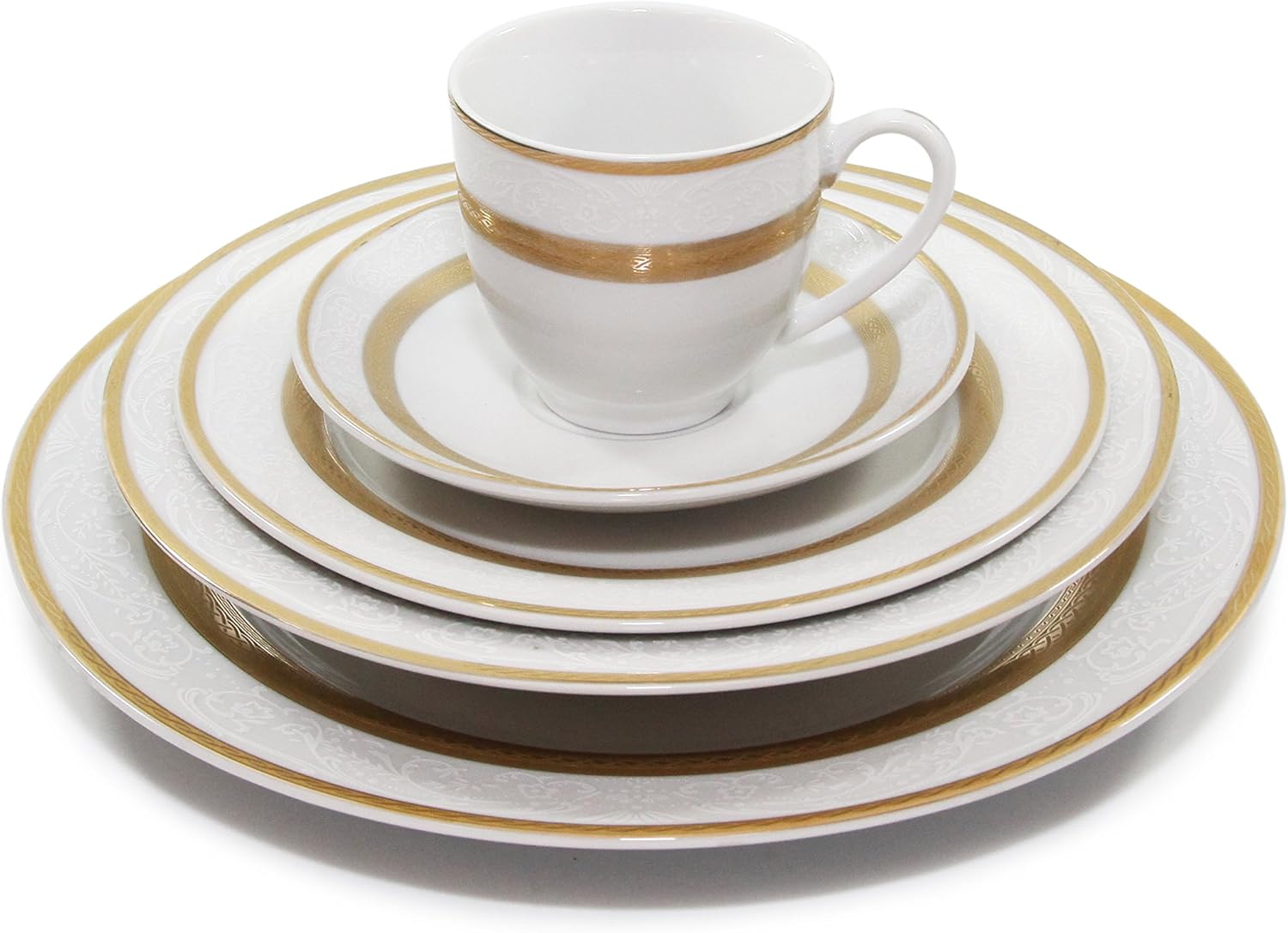 Royalty Porcelain "Queen" 5Piece White and Gold