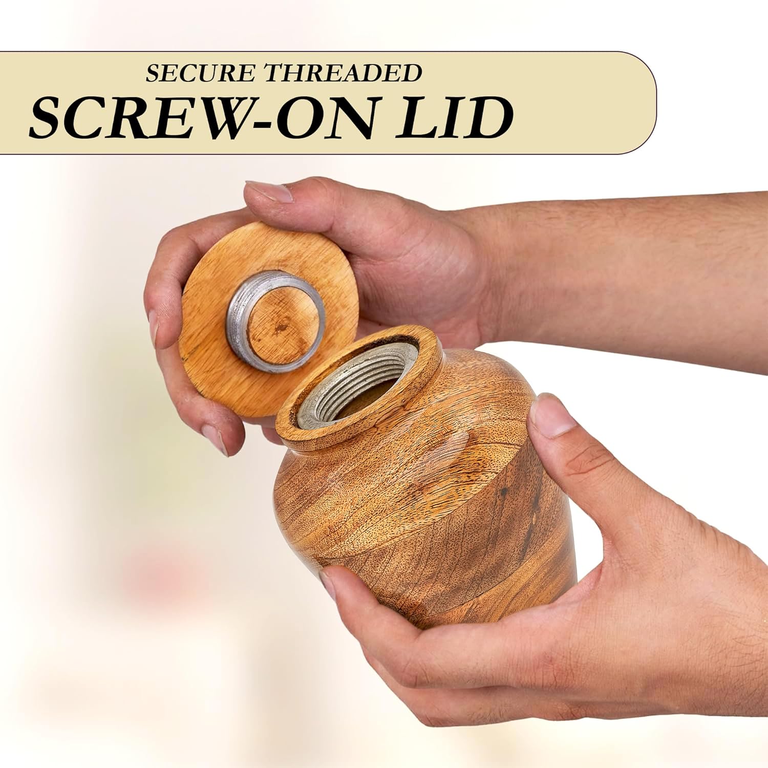 Wooden Cremation Urns for Human Ashes with Photo Frame, Mango Wood Memorial Urn for Adults, Men & Women Decorative Funeral Urn 5x4 (20 Cu in)