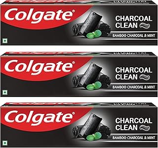 Charcoal Clean Black Gel Deep Clean Toothpaste with Bamboo Charcoal & Wintergreen Mint For Plaque Removal, Deep Clean & Tingling Fresh Mouth Experience (120g X 3) Pack of 360g