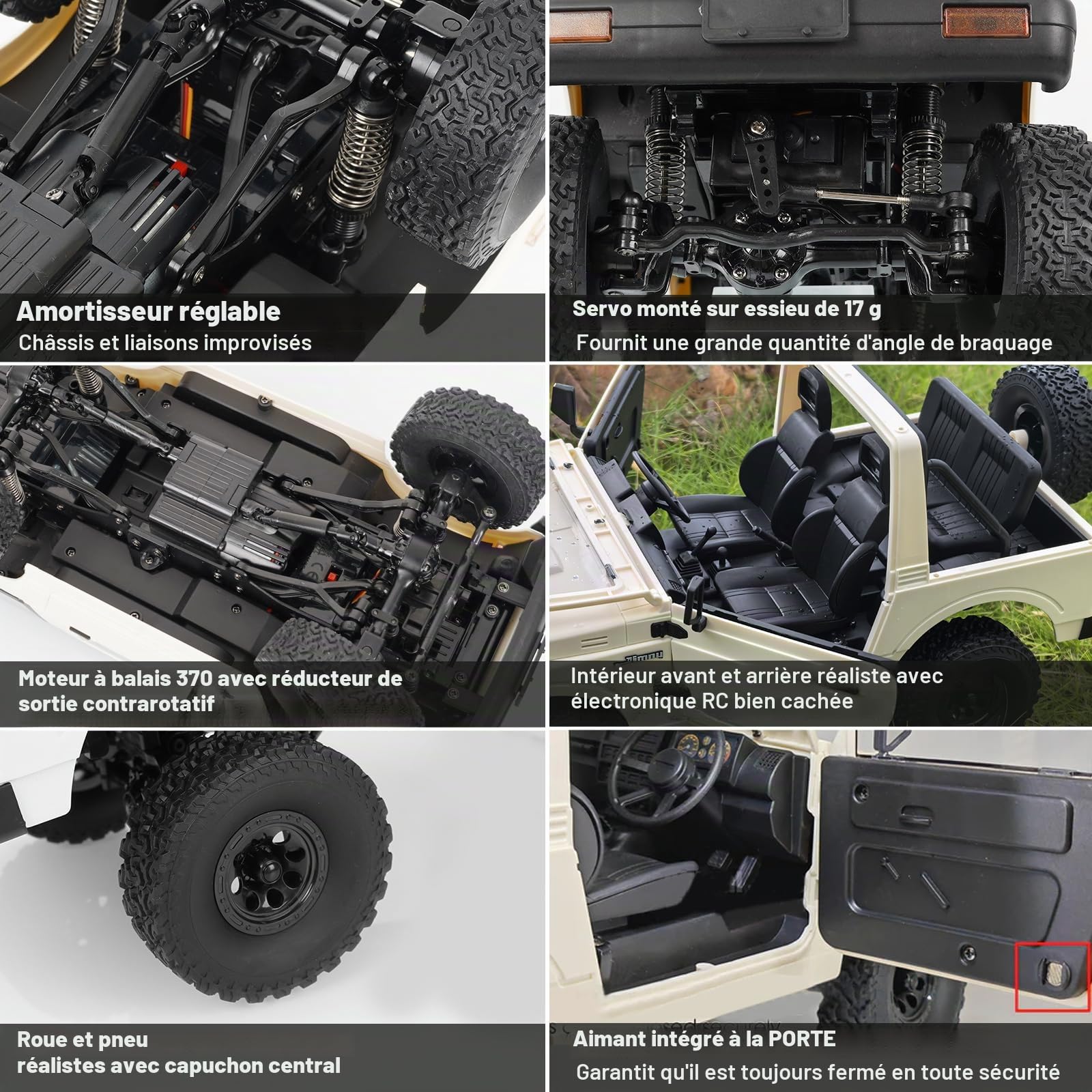 ARRIS Crawler RC 1/10, WPL C74-1 Jimny JA11 4x4 Camion Tout-Terrain Télécommandé, Pickup RC 4WD pour Adultes