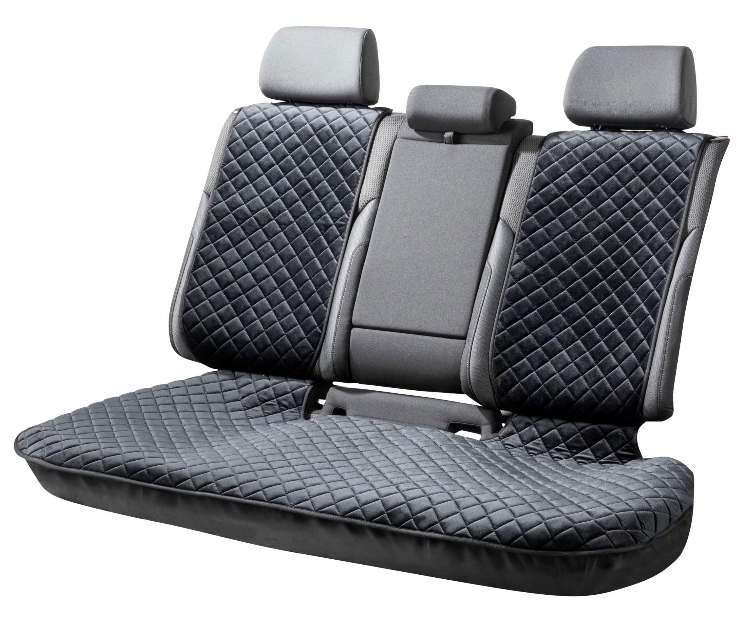 Walser Premium Sitzauflage Auto Luxor aus edel abgestepptem Velours-Material, 1 Sitzschoner Auto für Rücksitzbank (ISOFIX-kompatibel), Rücksitzschoner, Universelle PKW Sitzauflage, Sitzbezug Auto