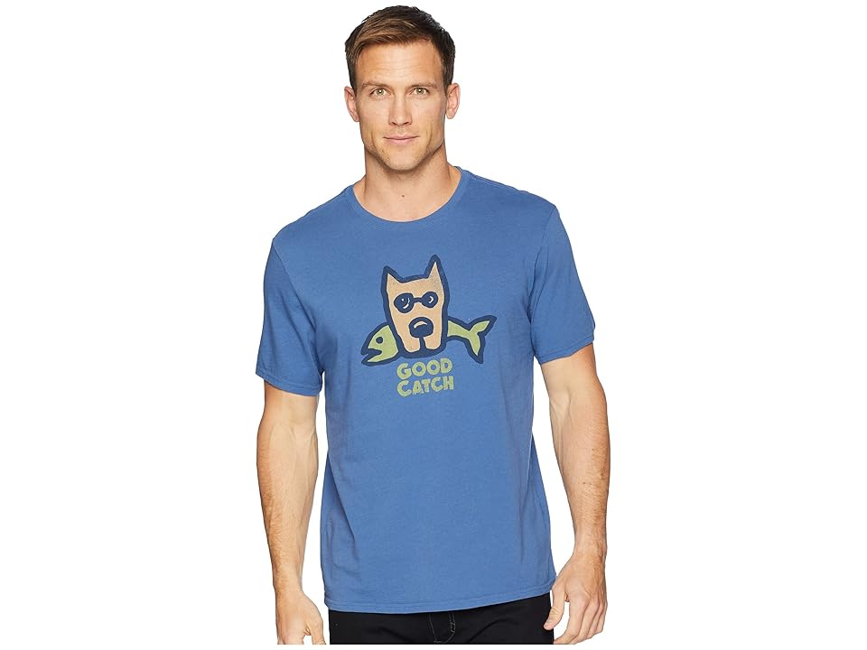 

Life is Good Good Catch Rocket Smooth Tee (Vintage Blue) Men's T Shirt