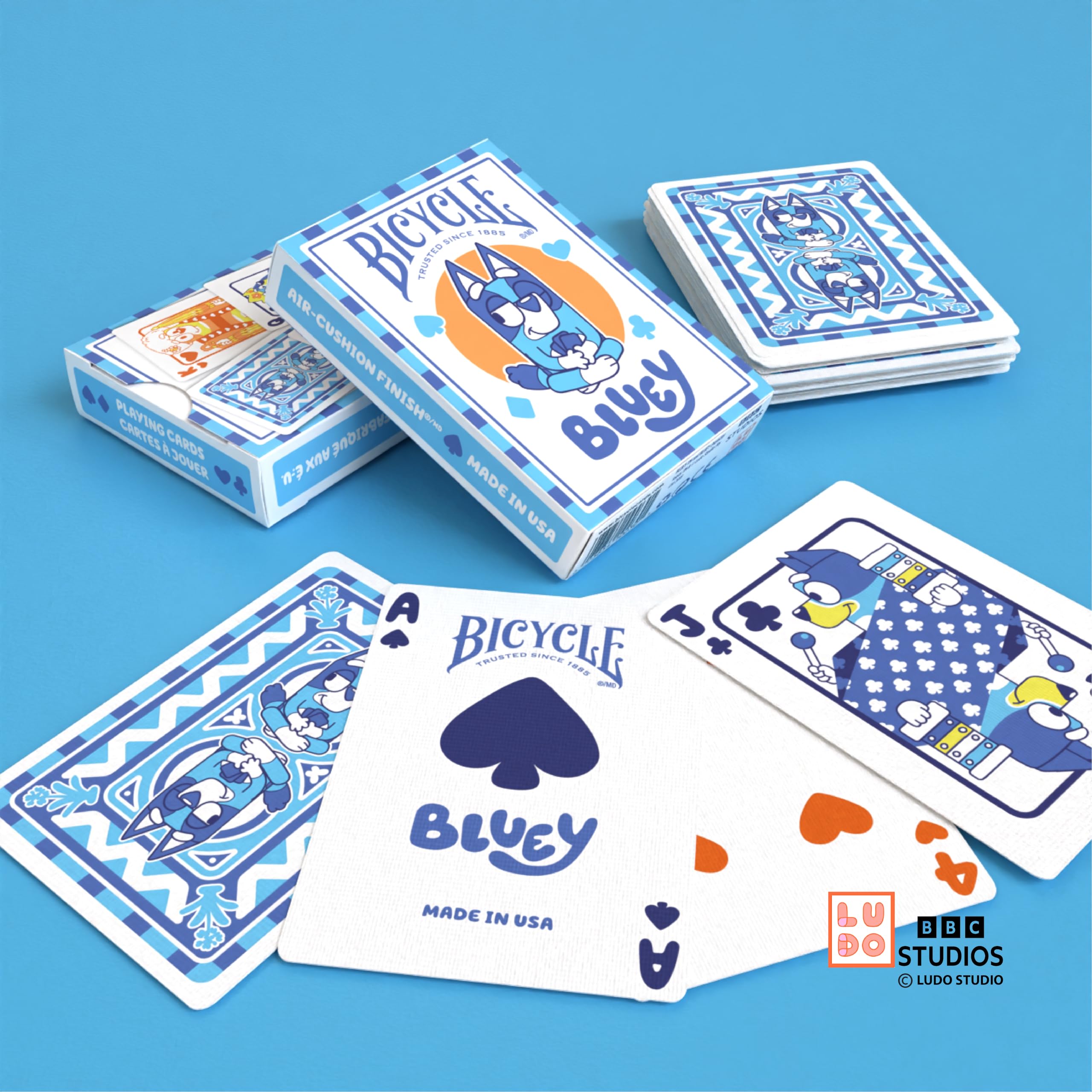 Bicycle Bluey Playing Cards Deck, Cute and Collectible Bluey Toys Deck of Card Game for Family Game Night Featuring Bingo, Chilli, and Bandit