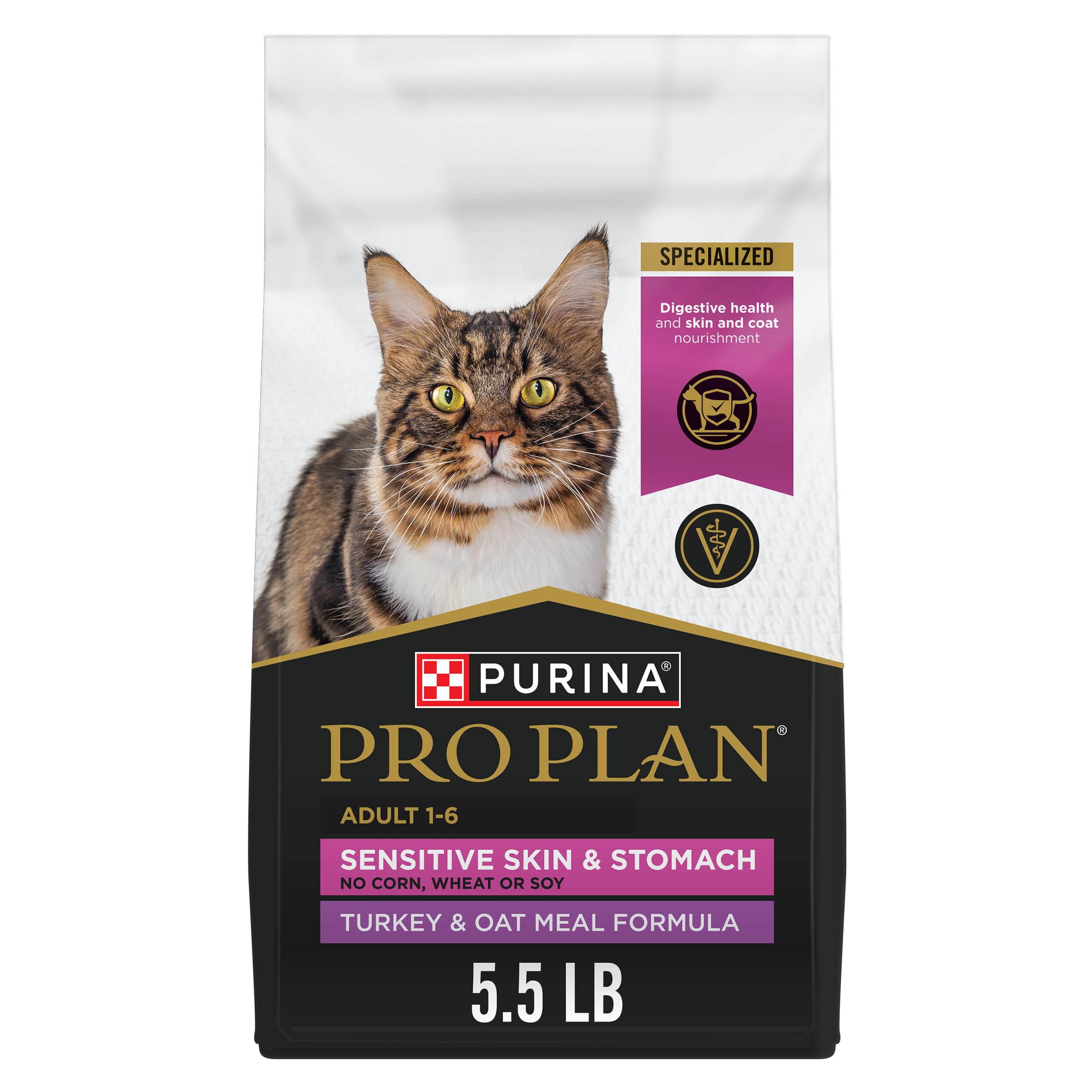Purina Pro Plan Sensitive Skin & Stomach Dry Cat Food, Turkey, 5.5 lb Bag