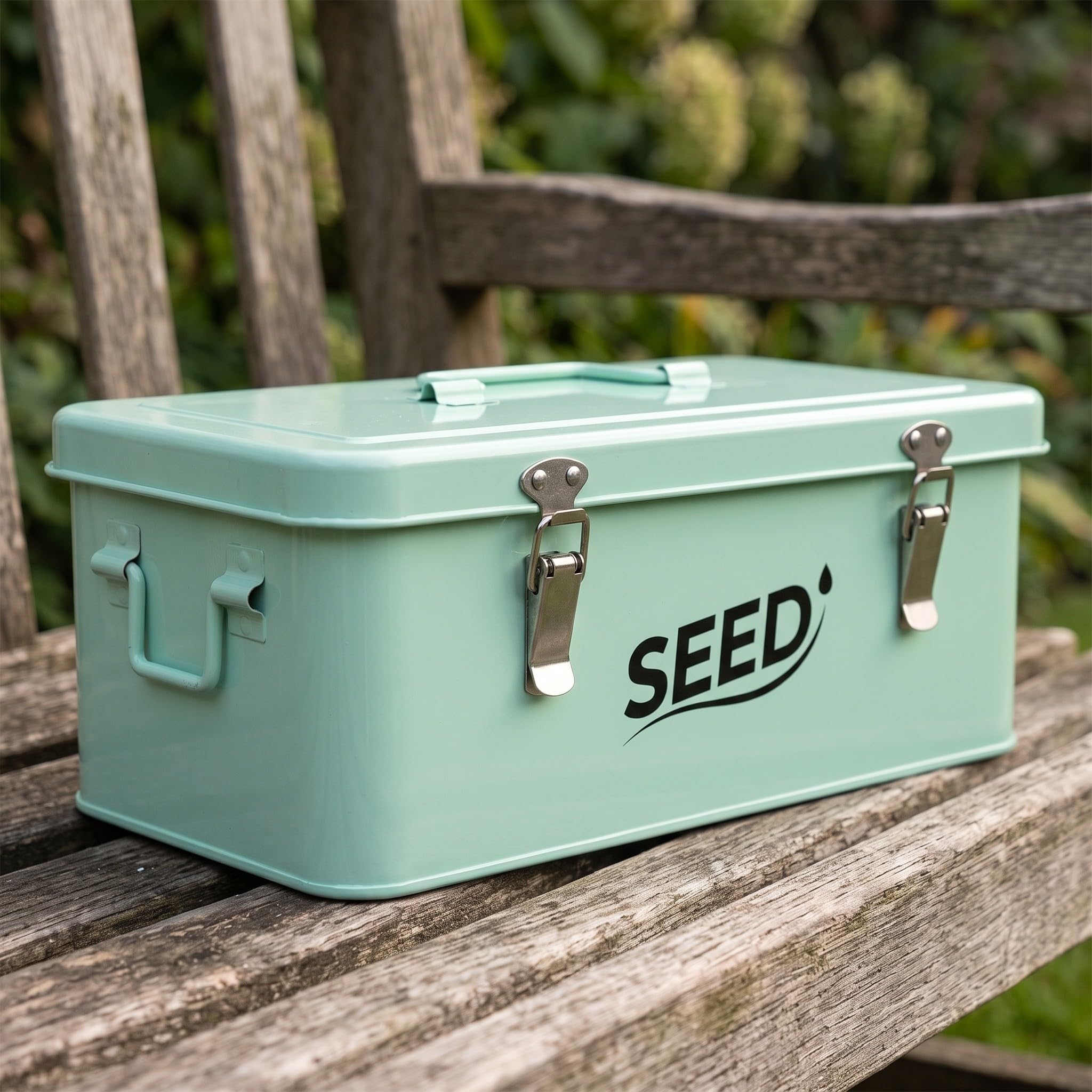 Toddmomy Caja para Paquetes de Semillas con separadores - Organizador de 4 Compartimentos con asa - Contenedor para la colección de Semillas de Plantas y Flores (Verde Claro)