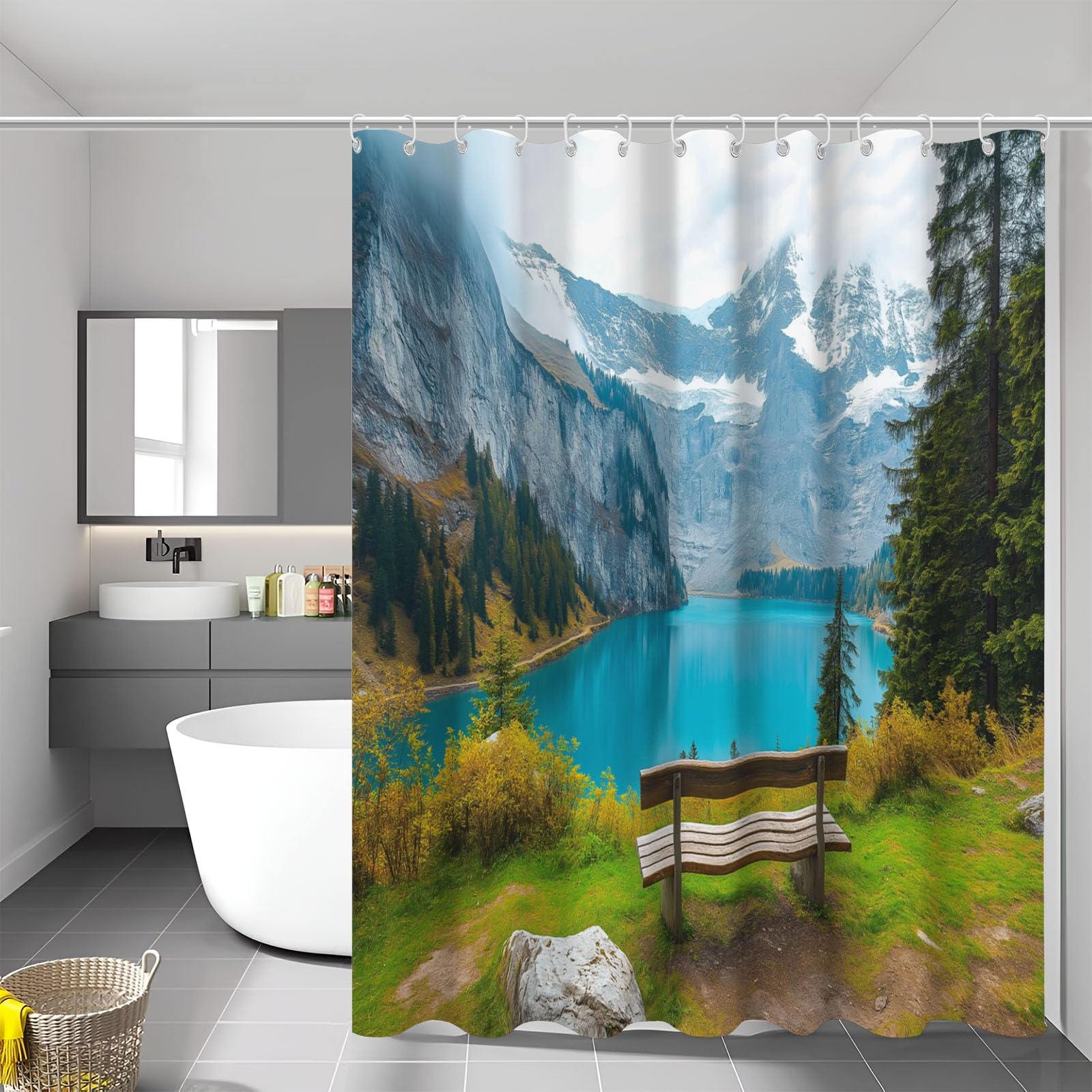 Rideau de douche lavable en machine pour éviter l'humidité au sol 180 x 180 cm