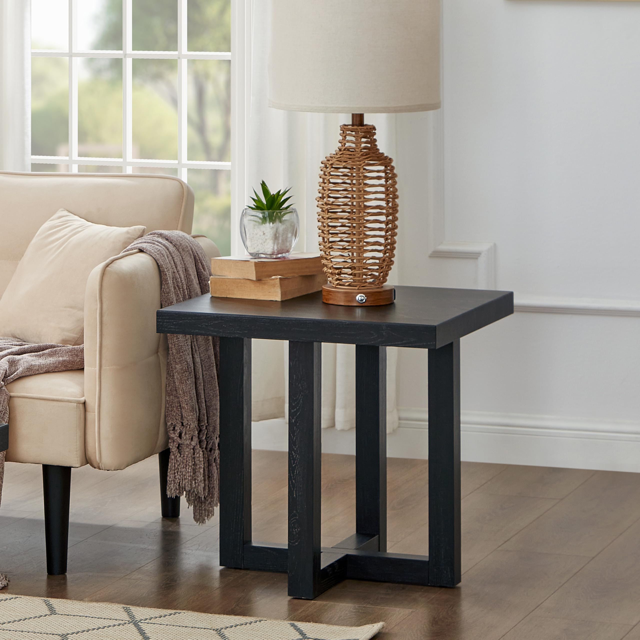 Photo 1 of Roundhill Furniture Luno Contemporary End Table, Black